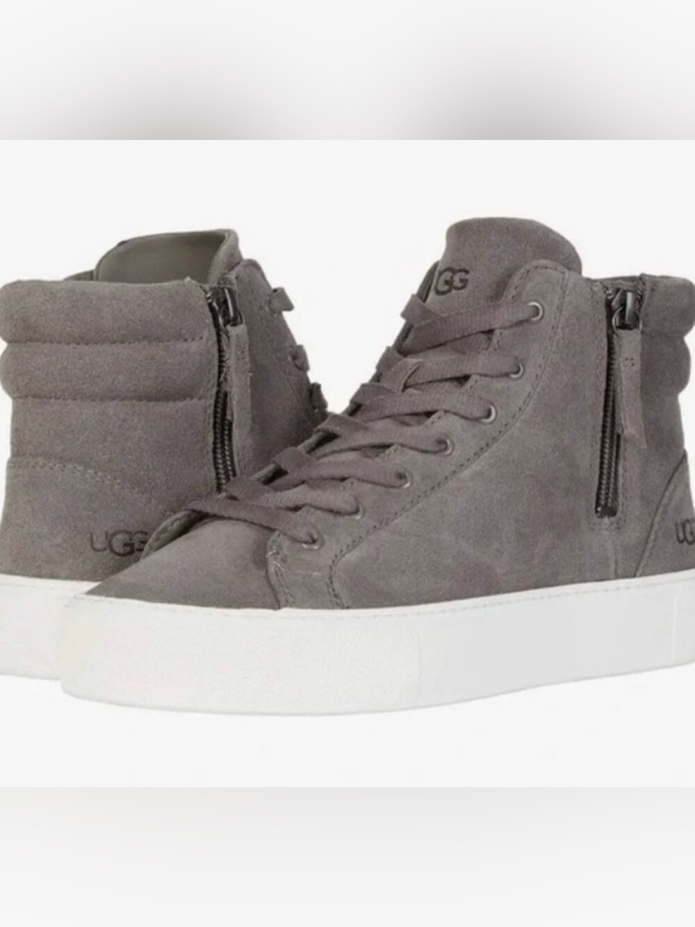 UGG Women's Suede High-Top Sneakers with White Sole Size 7